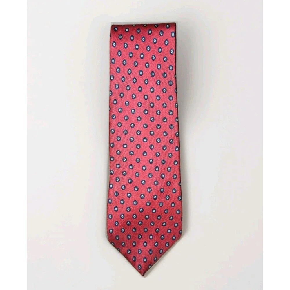 Hardy Amies 14 Savile Row London Mens Silk Tie Red Blue Medallion Vintage Tie